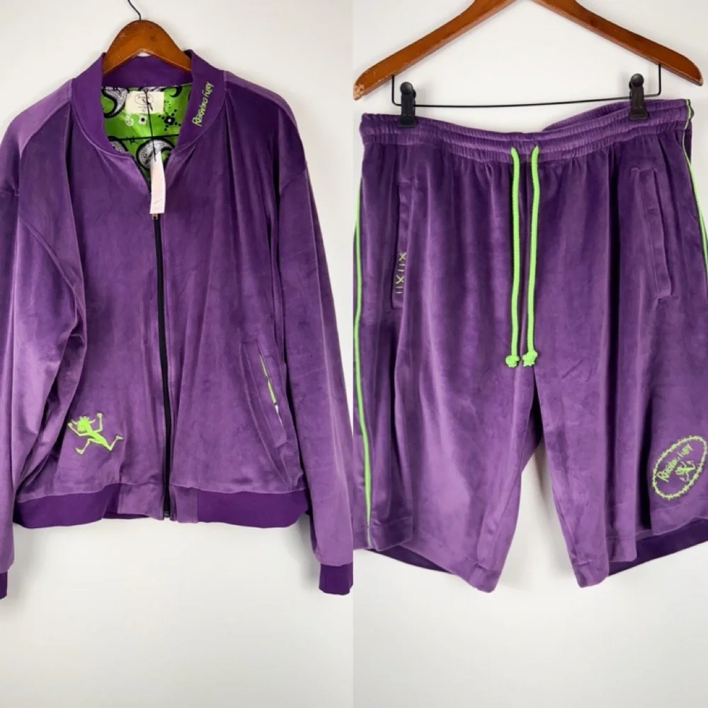 NWT Reigning Fury King Fury Purple Velour Full Zip Jacket Long Sleeve Set  XL